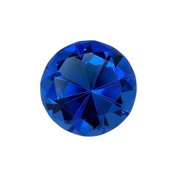 PAPER WEIGHT Decor Office supplies Glass LOOKS LIKE A HUGE ROYAL BLUE DIAMOND - Picture 3 of 7